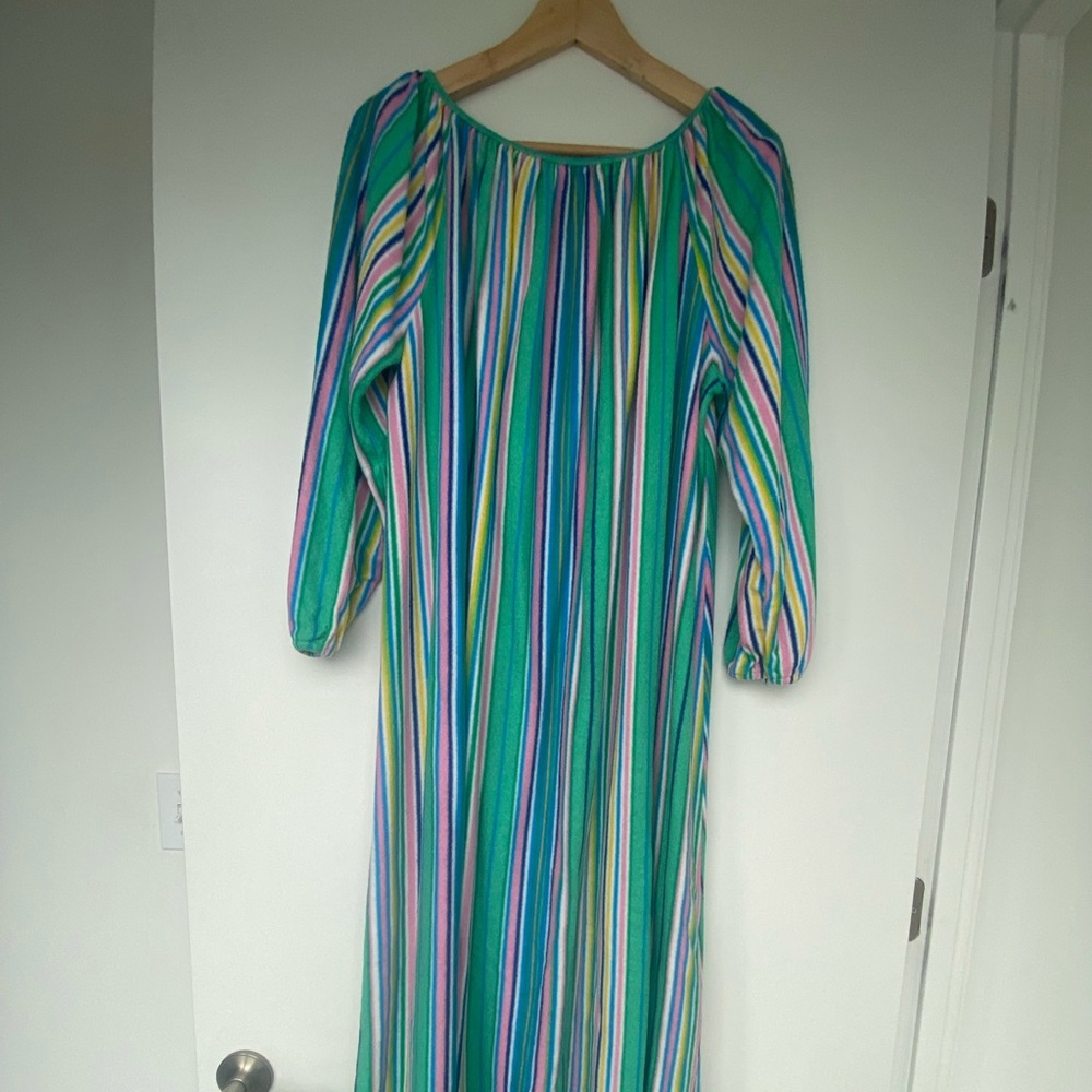 Vintage 70s colorful striped kaftan moo moo dress